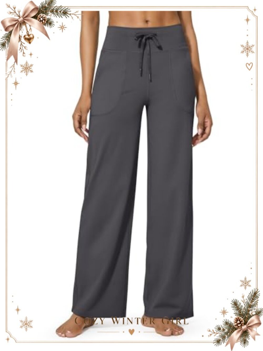 Wide Leg High Waisted Yoga Sweatpants with Pockets and Drawstring